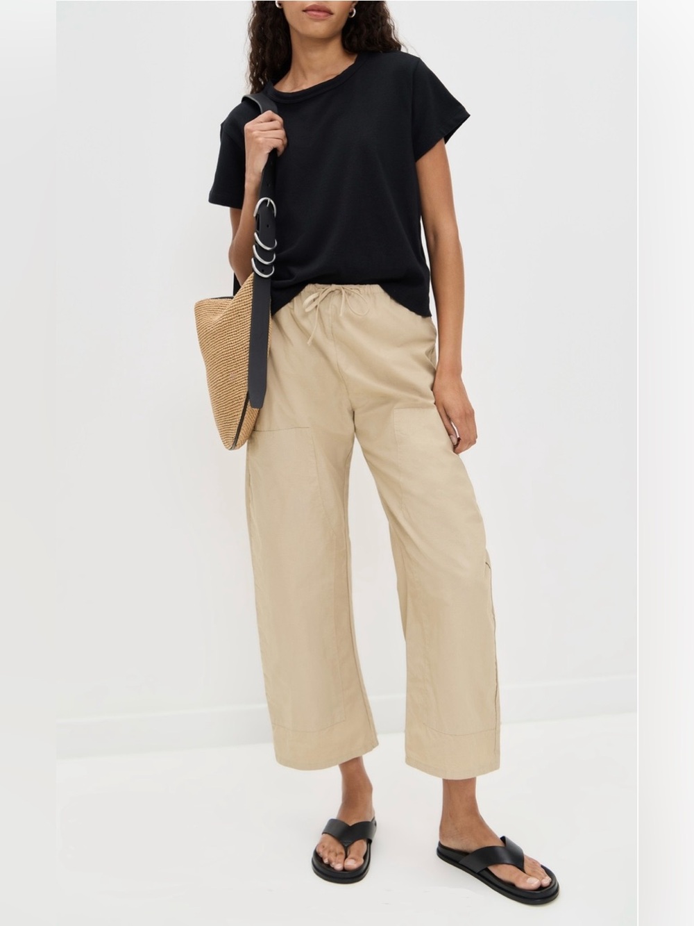 LESET Kyoto Carpenter Pants Size Large with Drawstring Waist 100% Cotton - Picture 2 of 15